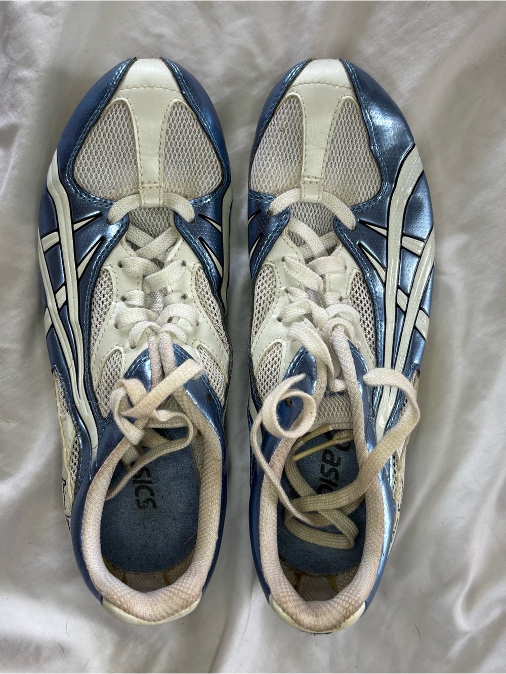 Asics Blue and White Performance Mesh Track and Field Cleat Shoes Size 7.5